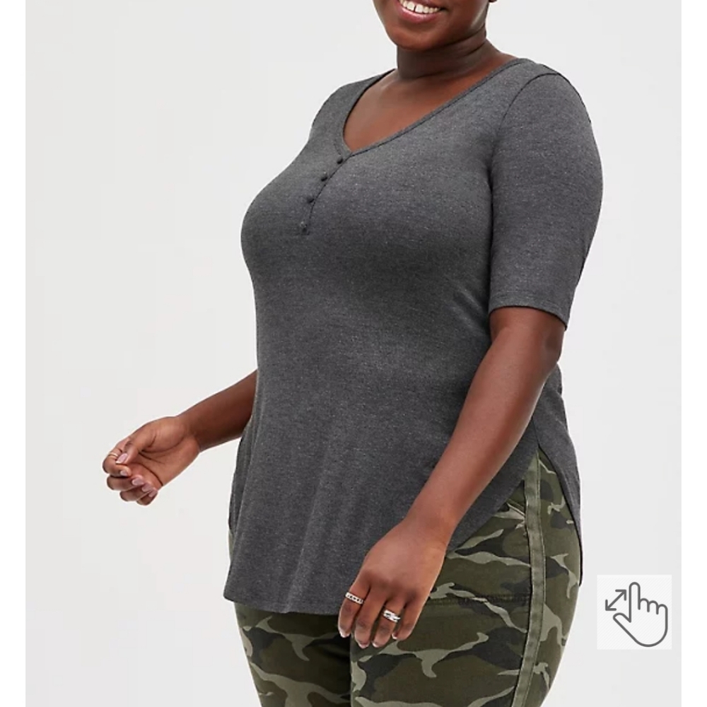 Torrid Favorite Tunic Super-Soft V-Neck Henley Tunic Tee
